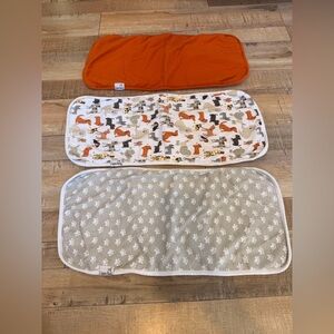 Copper Pearl Burp Cloth Set - Orange, Dog Print, and Gray Paw Print